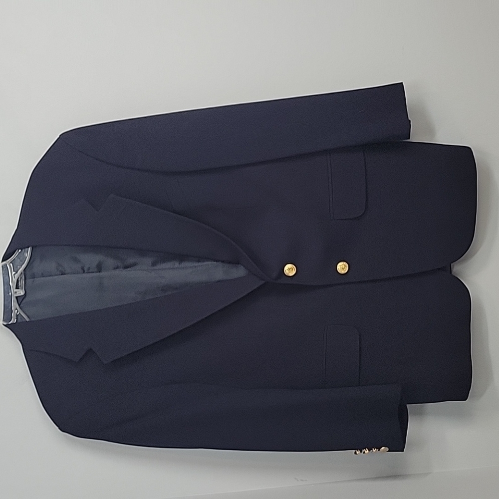 Lands End Navy Blue Wool Sport Coat 40 Short